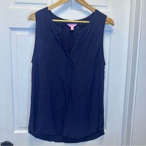 Lilly Pulitzer Deep‎ Blue Sleeveless Blouse 100% Silk